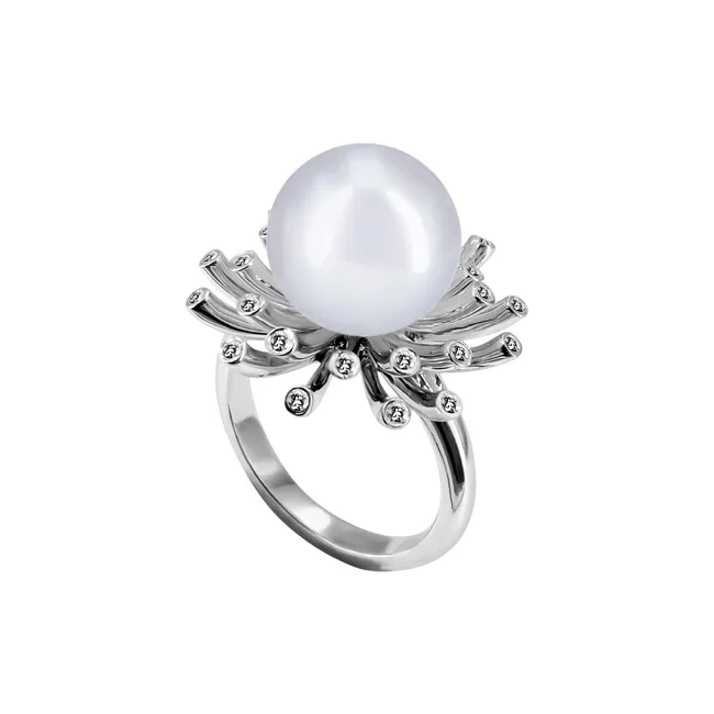 טבעת כסף עם פנינה Frida