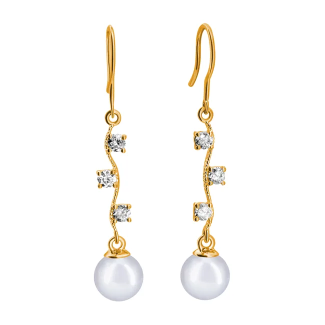 עגילי פנינה עם יהלומים - MADELINE