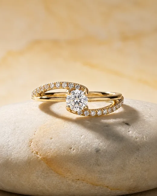 טבעת אירוסין זהב עם יהלומים Marylin